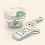 Original BUMZY manual kitchen prep set with chopper, peeler and grater
